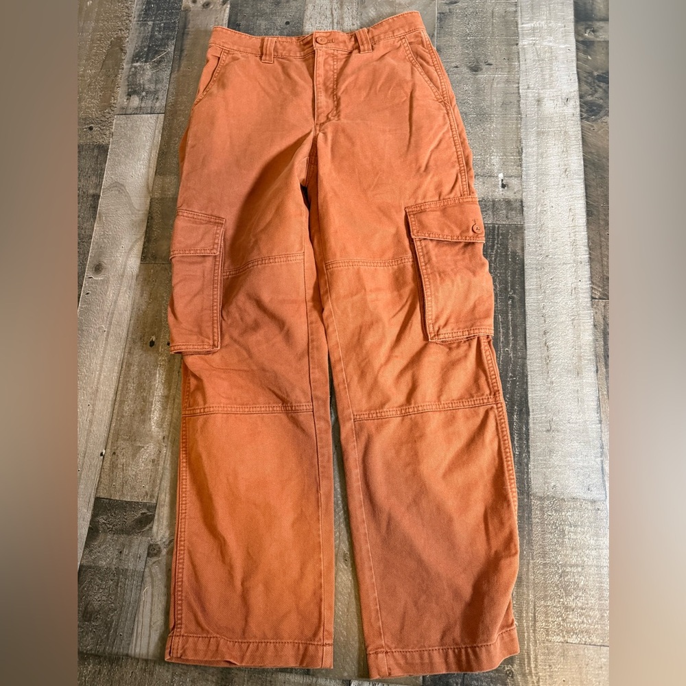 Aritzia TNA Cargo Pants Orange Rust Wide Leg‎ Utility Streetwear Y2K Size 6